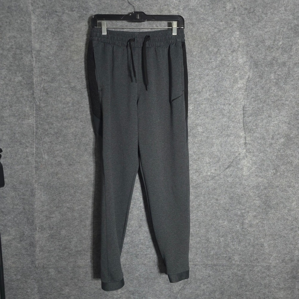 Nike Dri-FIT Joggers Men M Grey Black Training Pants Tapered Textured Drawstring